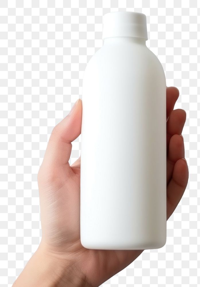 PNG Bottle mockup holding white hand.