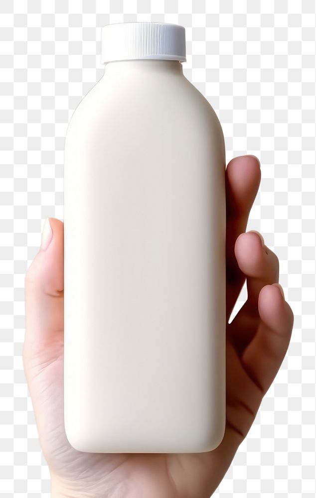 PNG Bottle mockup holding dairy milk.