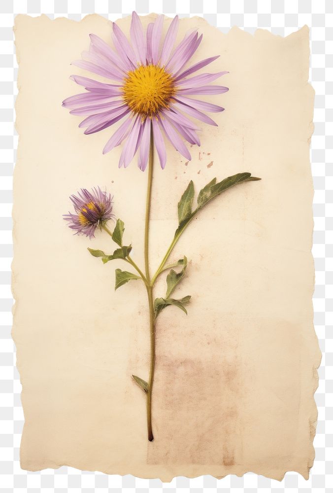 PNG  Real Pressed a aster flower petal plant.