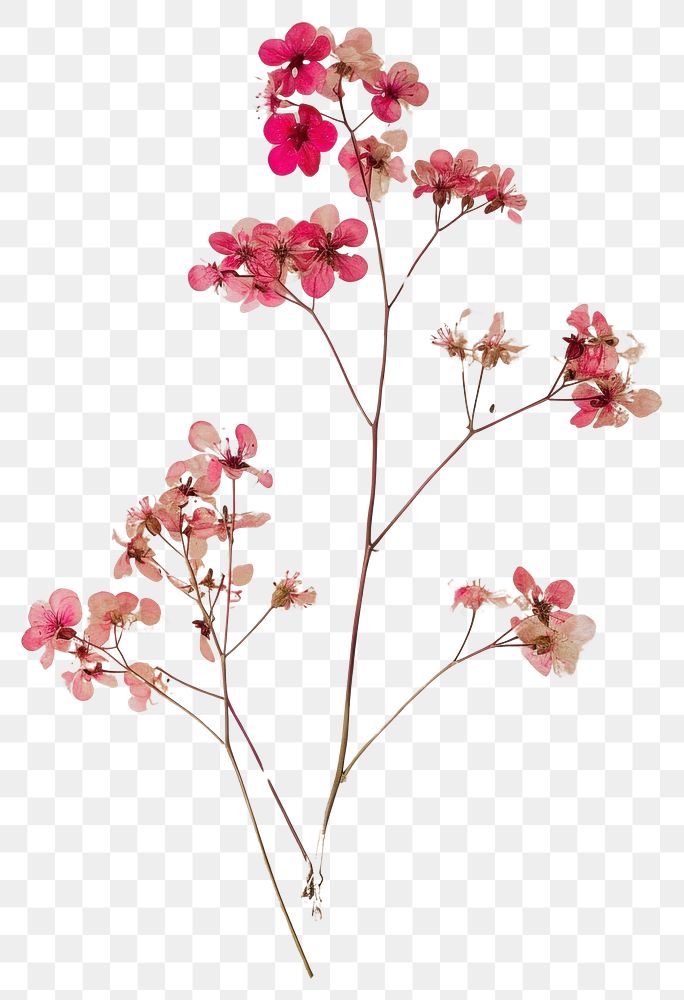 PNG  Real Pressed a gypsophila flower blossom plant.