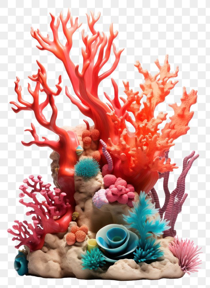 PNG  Little coral reef made up of clay aquarium nature sea.