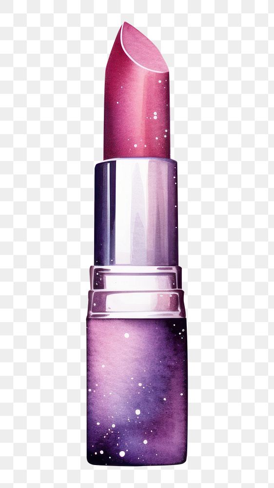 PNG  Lipstick in Watercolor style cosmetics white background container.