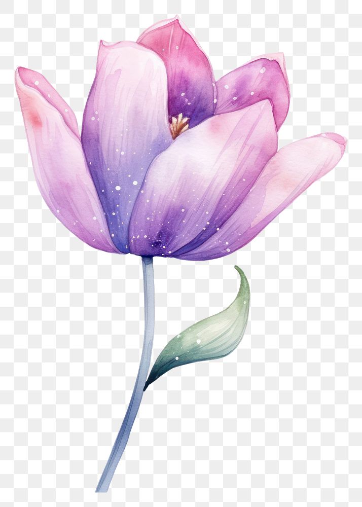 PNG  Tulip in Watercolor style blossom flower petal.