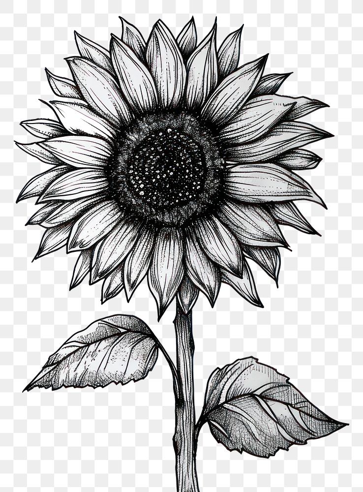 PNG Sunflower drawing sketch plant.