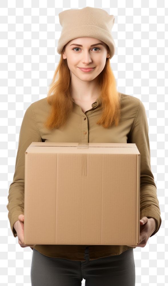 PNG Woman moving into new house cardboard carton adult.