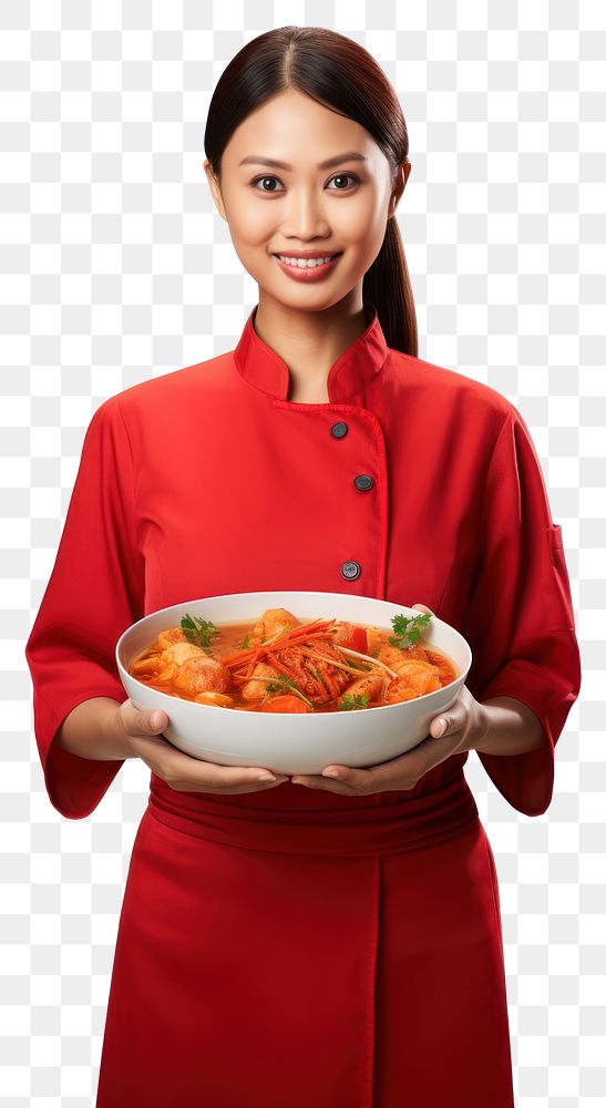 PNG Thai woman holding Tom Yum food photography portrait adult.