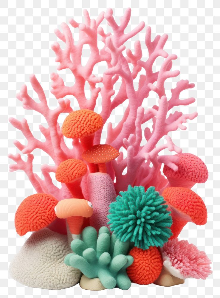 PNG  Stuffed doll coral reef nature plant sea.