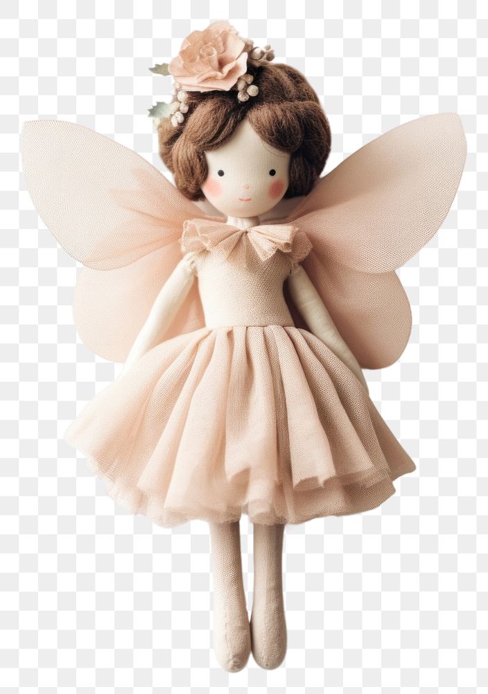 PNG  Stuffed doll fairy cute toy white background.