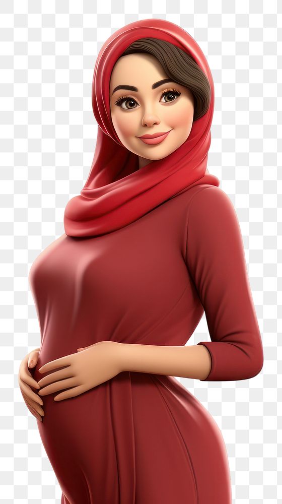PNG 3d cartoon realistic pregnant pakistani woman portrait sleeve adult.