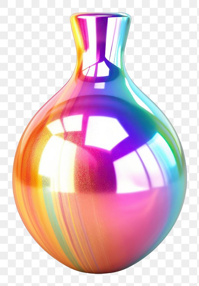 PNG Jar iridescent bottle glass vase.