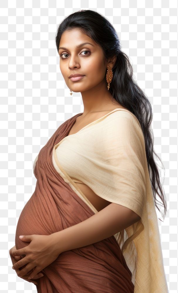 PNG Indian woman pregnant portrait adult white background.
