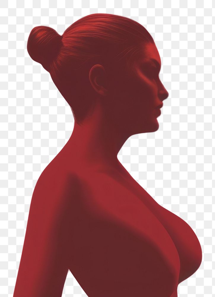 PNG  Minimal woman adult red portrait.