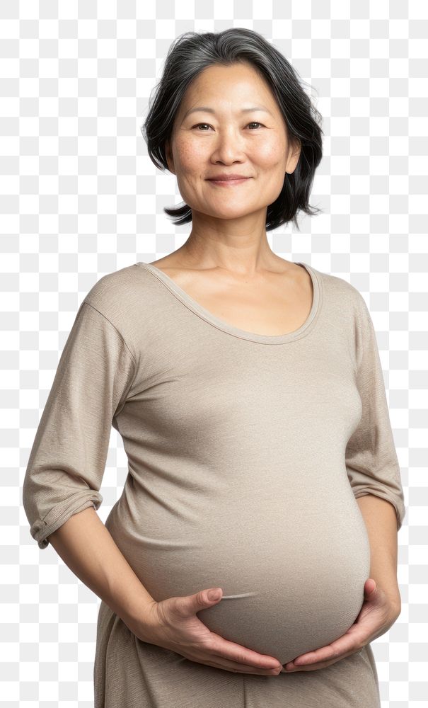 PNG Older asian woman pregnant portrait sleeve smile.