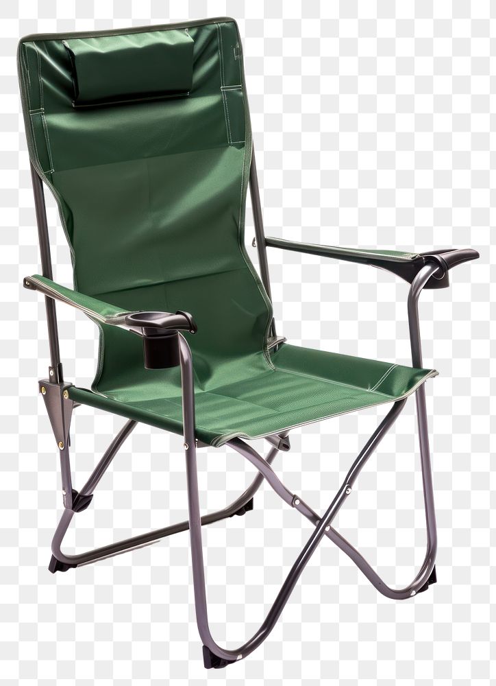 PNG Green camping chair furniture white background protection.