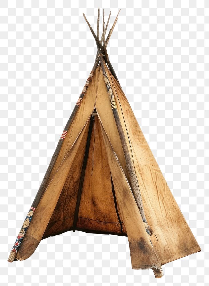 PNG Indian tepee tent made from wood furniture white background architecture.