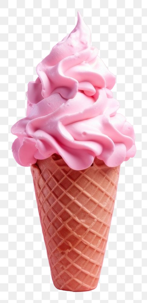 PNG Pink ice cream cone on empty pink background dessert food freshness.