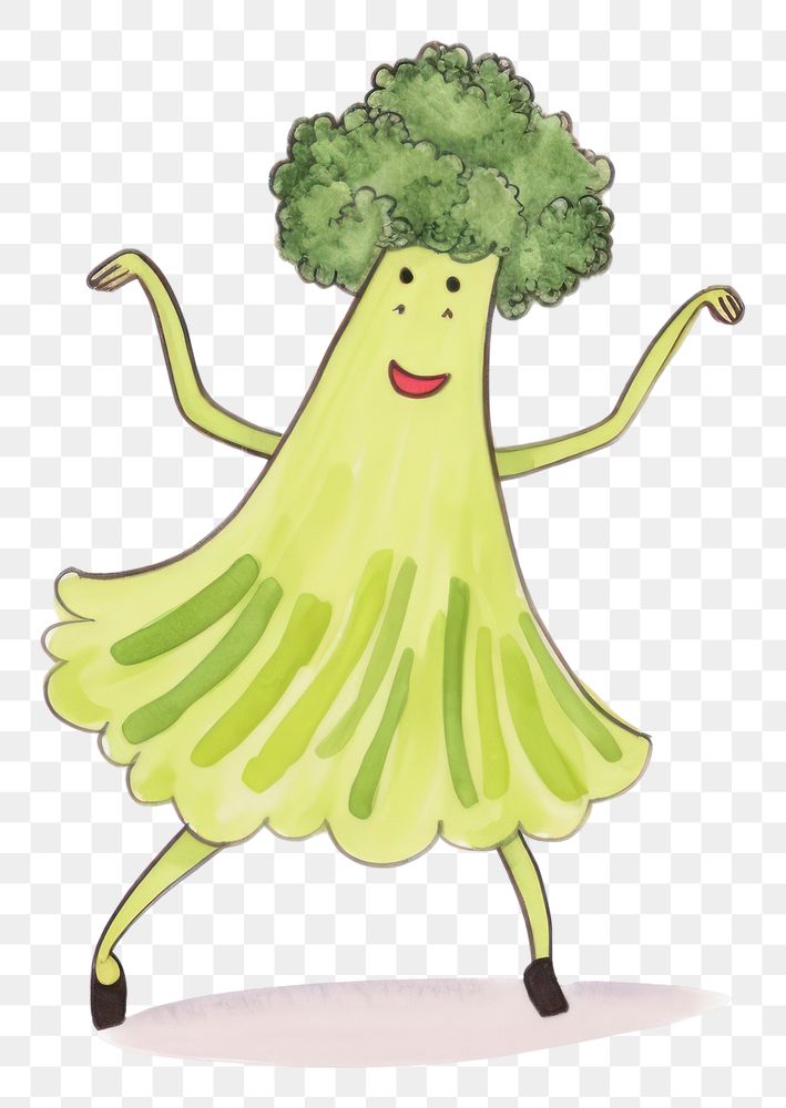 PNG  Brocoli dancing vegetable broccoli plant. AI generated Image by rawpixel.