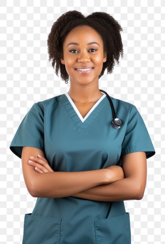 PNG African american nurse standing female.