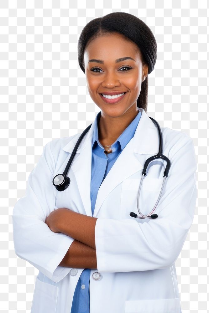 PNG African american standing doctor female