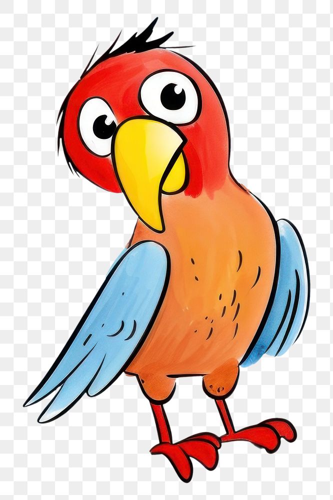 PNG Parrot cartoon drawing animal.