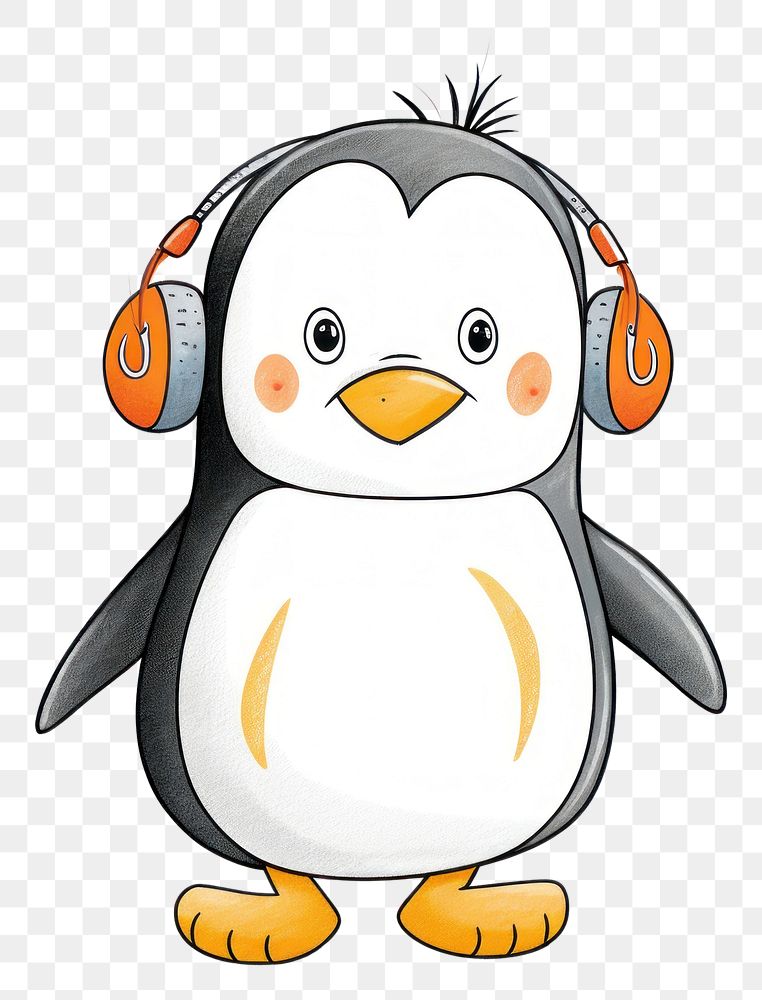 PNG Penguin withearmuffs cartoon animal bird.