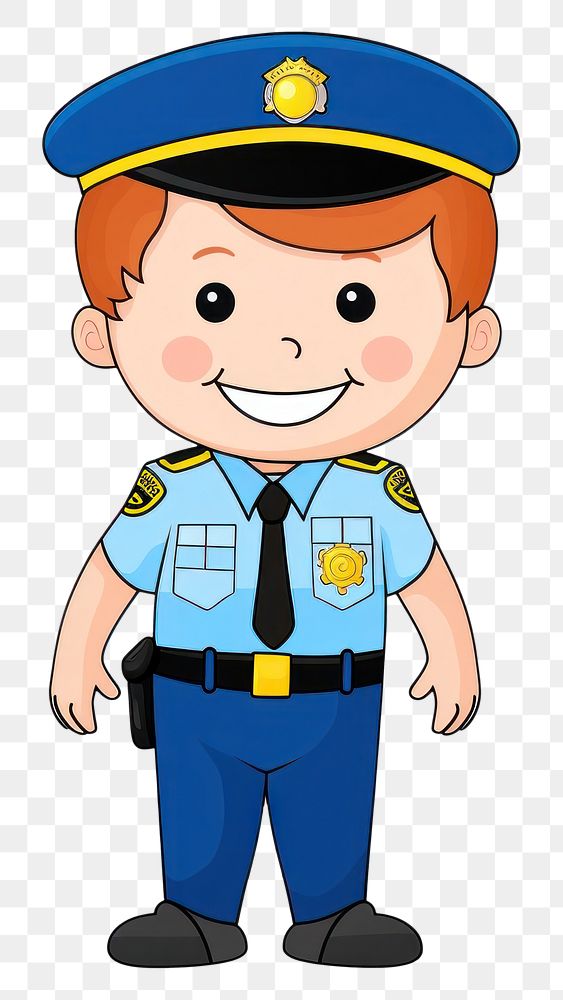 PNG Policeman cartoon officer white background.