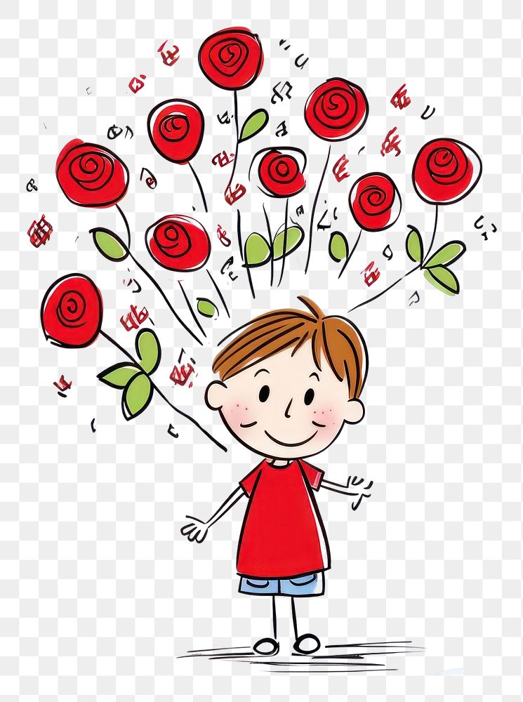 PNG Red rose bouquet drawing sketch cartoon.