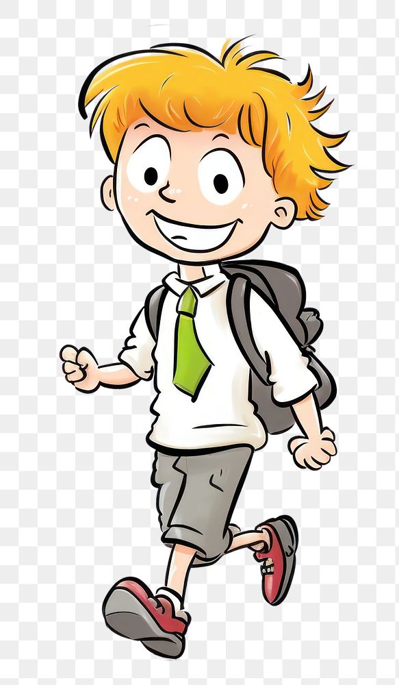 PNG  Student walking cartoon footwear white background. AI generated Image by rawpixel.
