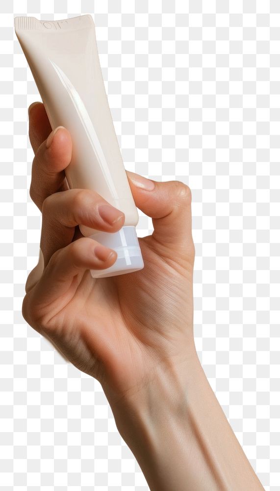PNG Squeezing cream from a tube holding hand simplicity.