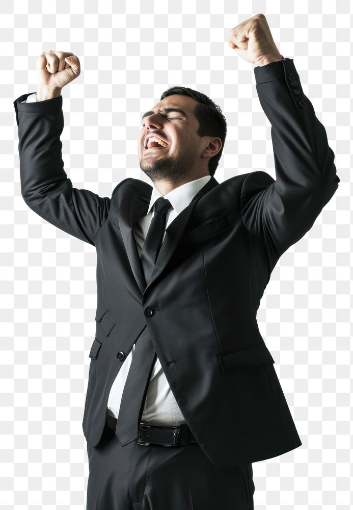 PNG Mexican business man cheering portrait white background achievement. AI generated Image by rawpixel.