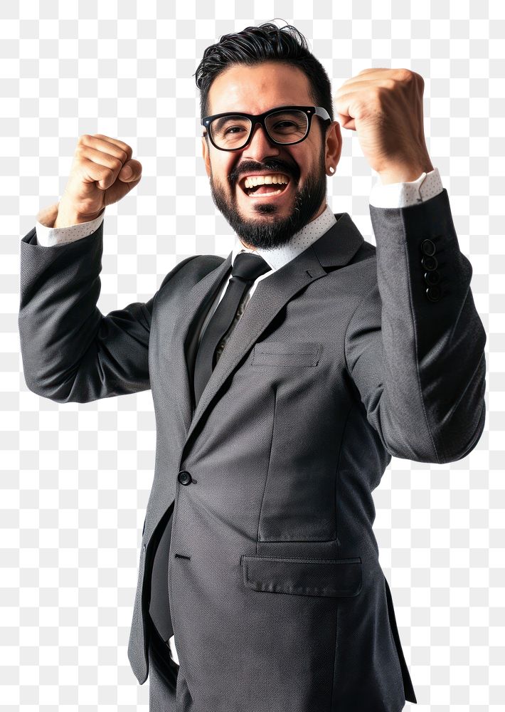 PNG Mexican business man cheering portrait glasses smile. AI generated Image by rawpixel.