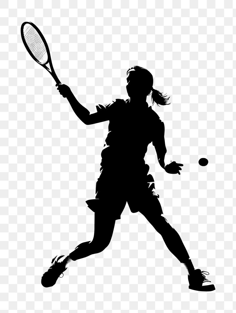 PNG Tennis player silhouette sports racket adult. AI generated Image by rawpixel.