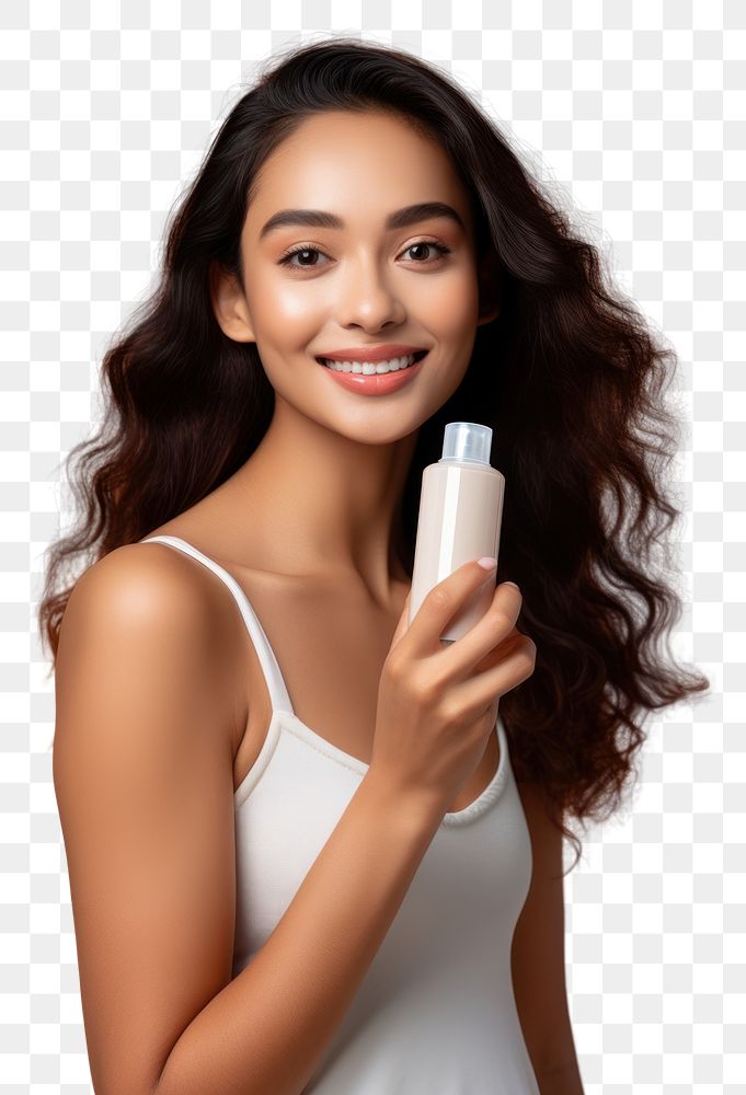 PNG Holding squeeze bottle plastic tube container of cream portrait adult woman.