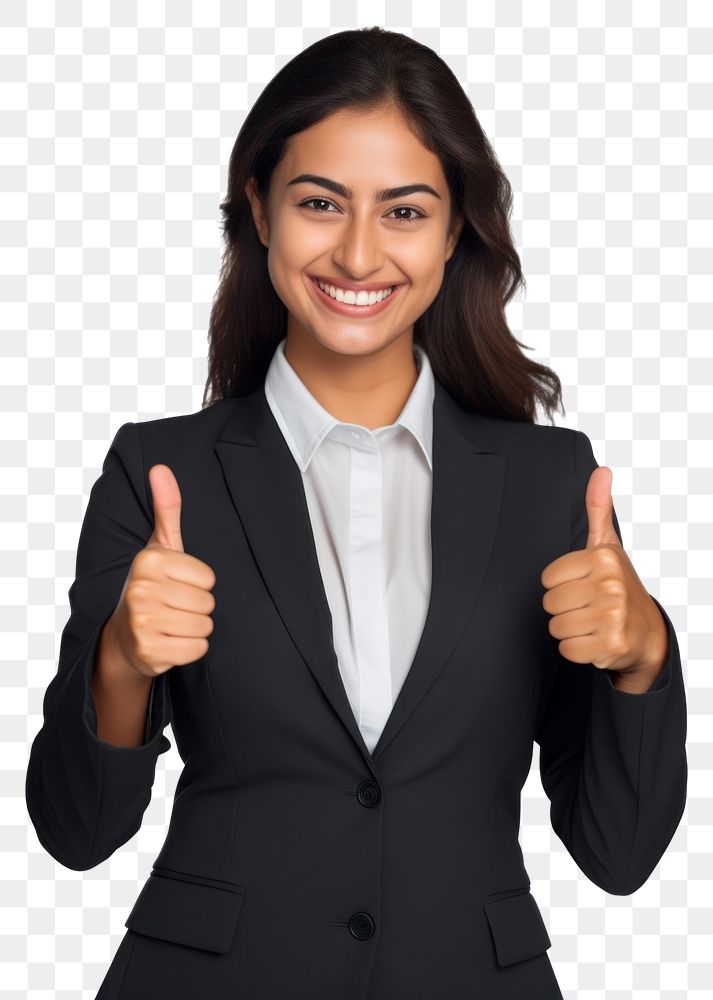 PNG Mexican businesswoman showing thumbs up finger smile adult. AI generated Image by rawpixel.