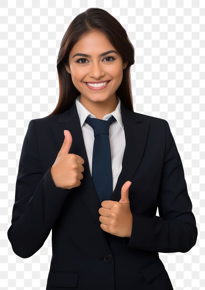 PNG Mexican businesswoman showing thumbs up finger adult white background. AI generated Image by rawpixel.