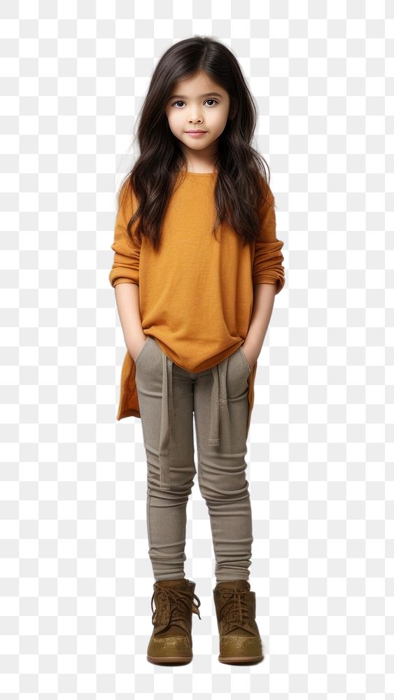 Asian little girl footwear portrait standing.