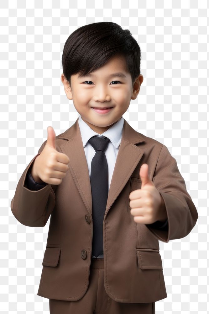 PNG Hongkonger little boy doing thumbs up portrait smile photo.
