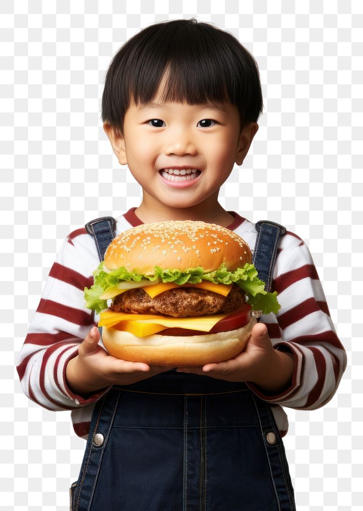 PNG Hongkonger little boy eating burger child food face.