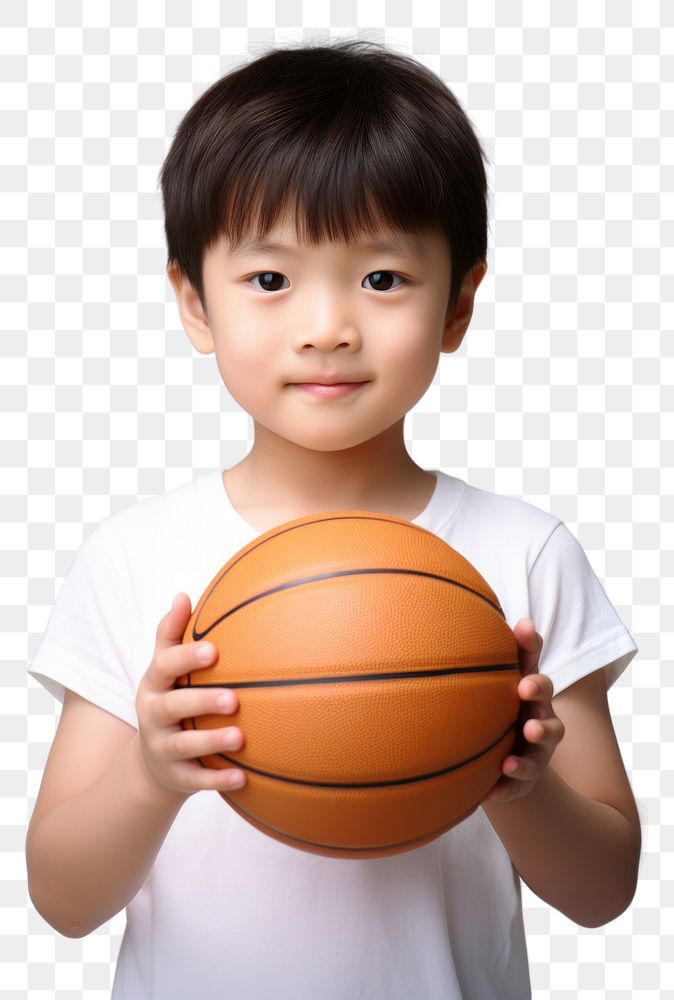 PNG Japanese little boy basketball sports portrait.