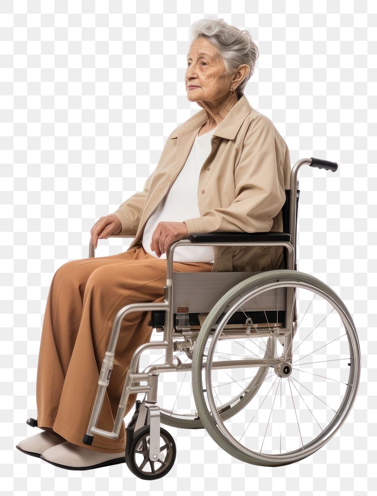 PNG  Wheelchair sitting adult retirement. AI generated Image by rawpixel.