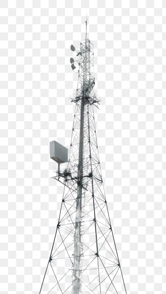 PNG  Telephone tower architecture antenna broadcasting. AI generated Image by rawpixel.