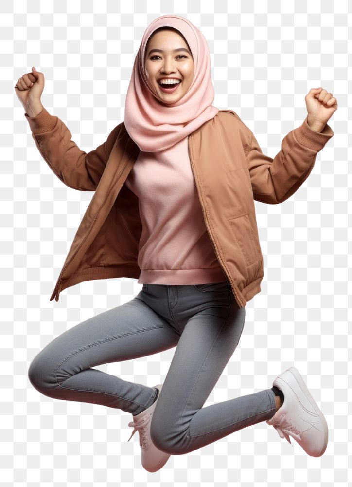 PNG Full-length elastic jumping laughing smiling adult.