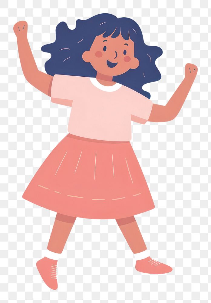 PNG A girl dancing cartoon white background recreation. 