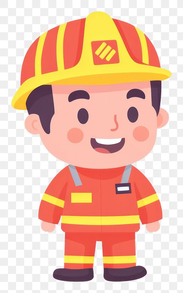 PNG Fireman cartoon hardhat helmet. AI generated Image by rawpixel.