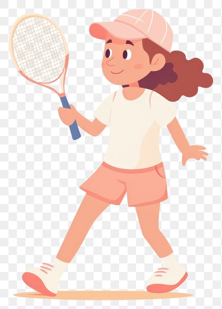 PNG Girl playing tennis drawing cartoon sports. AI generated Image by rawpixel.