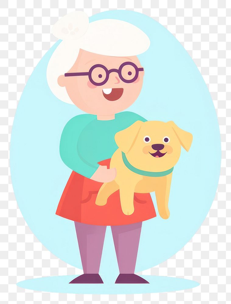 PNG Grandmother cartoon cute dog. AI generated Image by rawpixel.