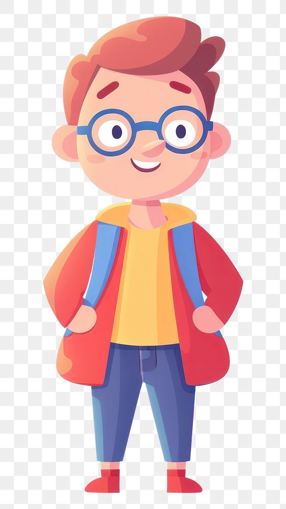 PNG Nerdy boy cartoon cute white background. AI generated Image by rawpixel.