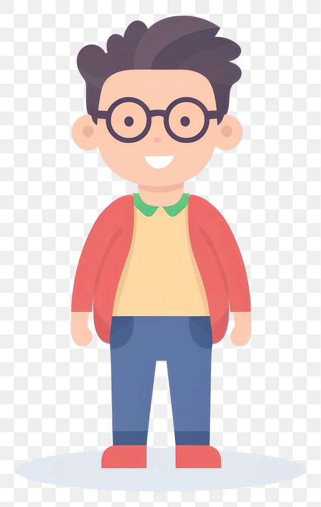 PNG Nerdy boy cartoon white background portrait. AI generated Image by rawpixel.