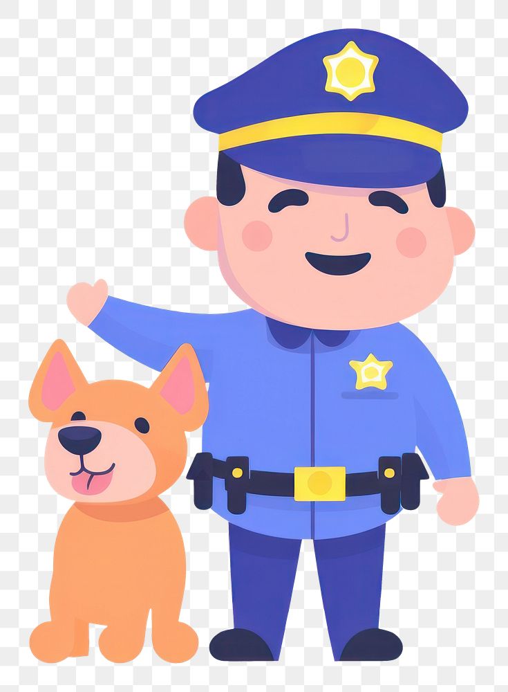 PNG Policeman cartoon dog protection. AI generated Image by rawpixel.