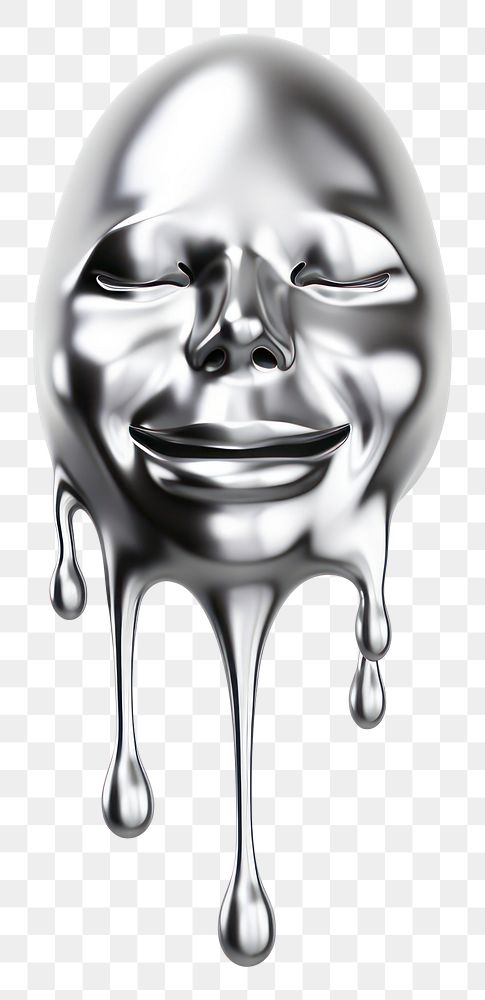 PNG Silver sparkle emoji dripping metal white background accessories.